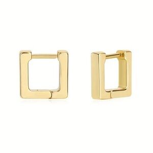 14k Gold Plated Square Huggie Earrings